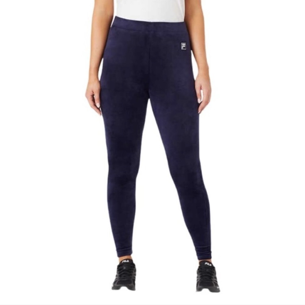 FILA sz S Estefania Emboss Velour Blue Navy Leggings like new!